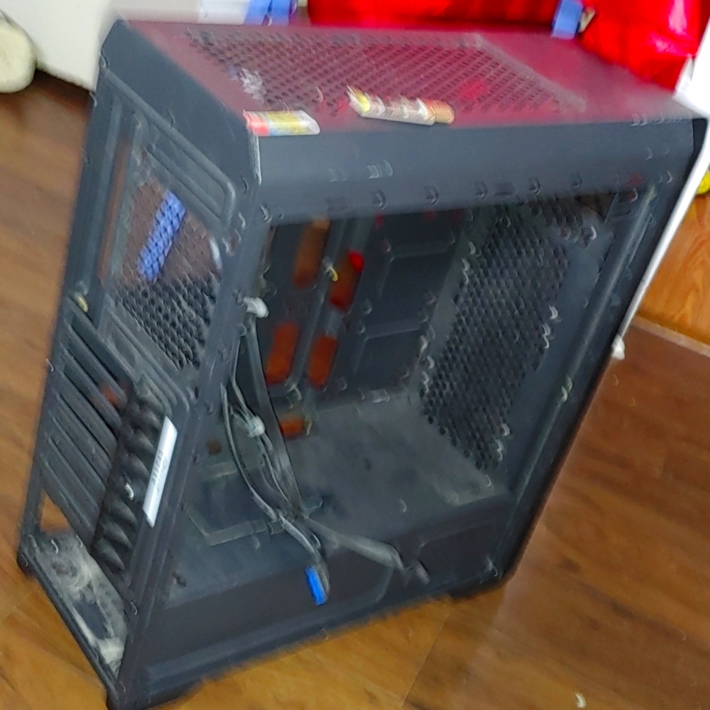 Computer with wires metal frame and connection chip